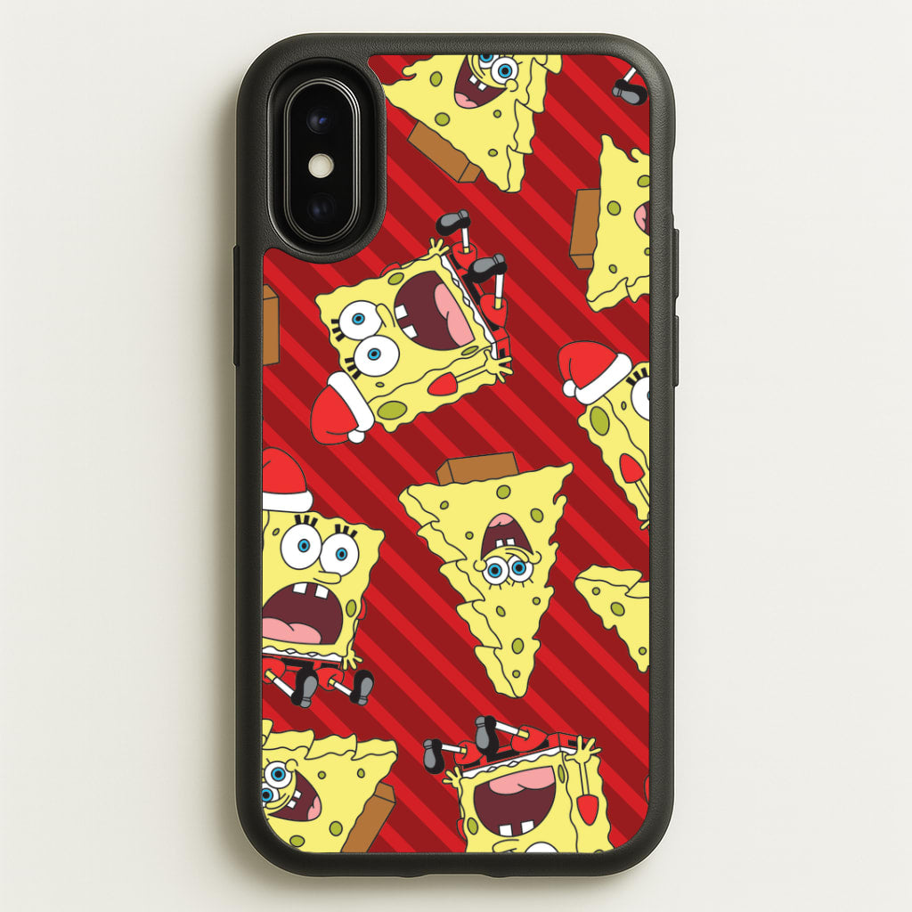 Christmas Cartoon Sponge Stripes Pattern iPhone X / XS Case