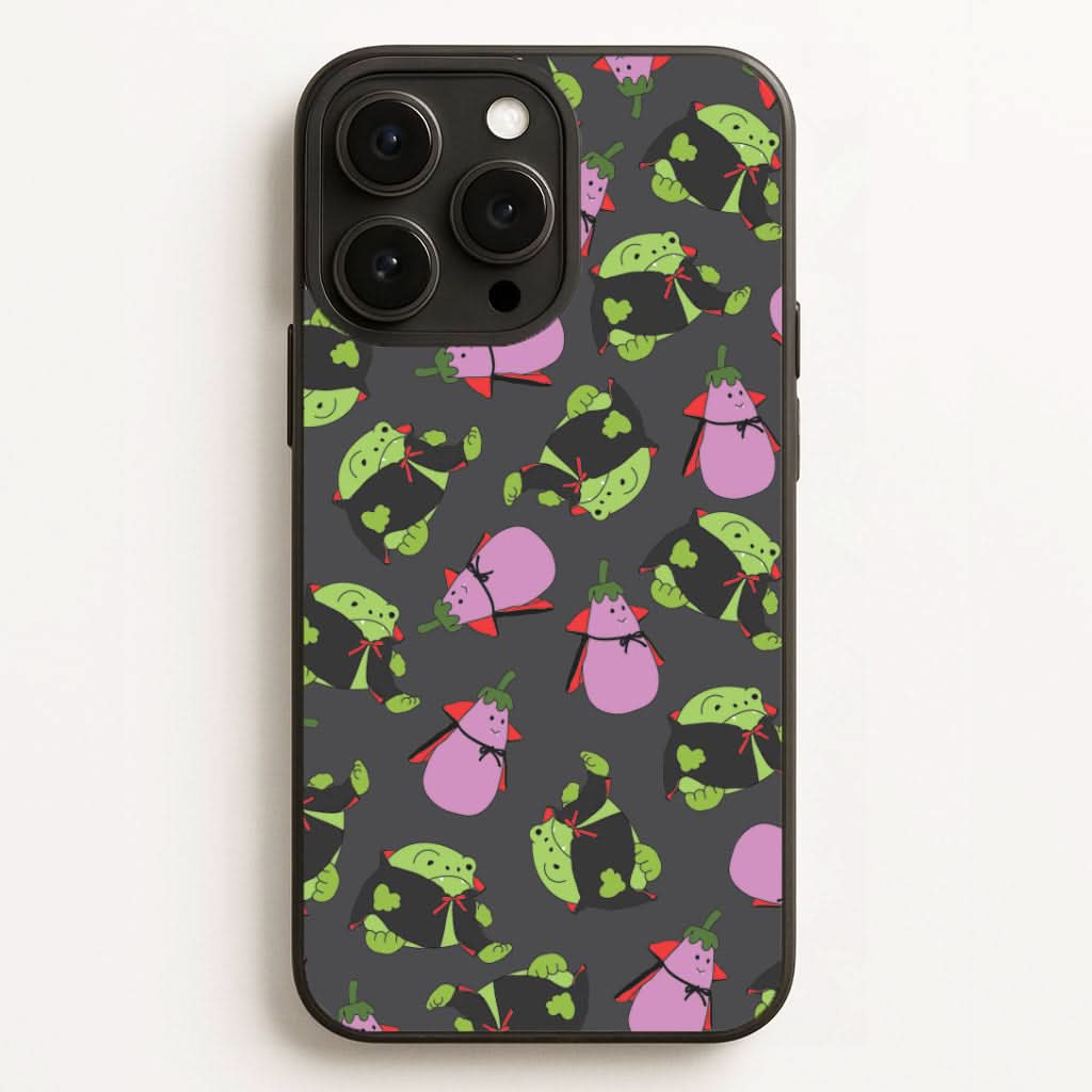 Vampire Frogs And Vegetables Pattern - Halloween Phone Case for Apple iPhone, Samsung Galaxy, Huawei and Google Pixel