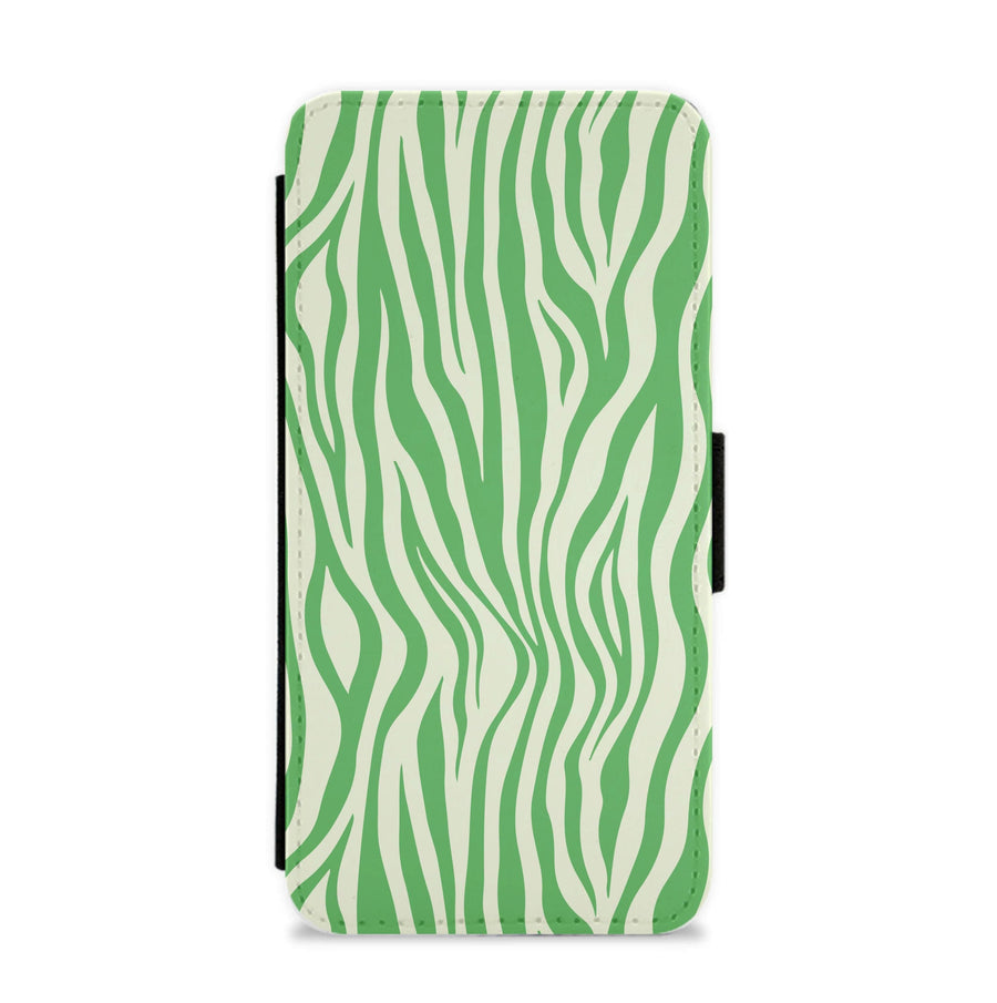 Green Zebra - Animal Patterns Flip / Wallet Phone Case