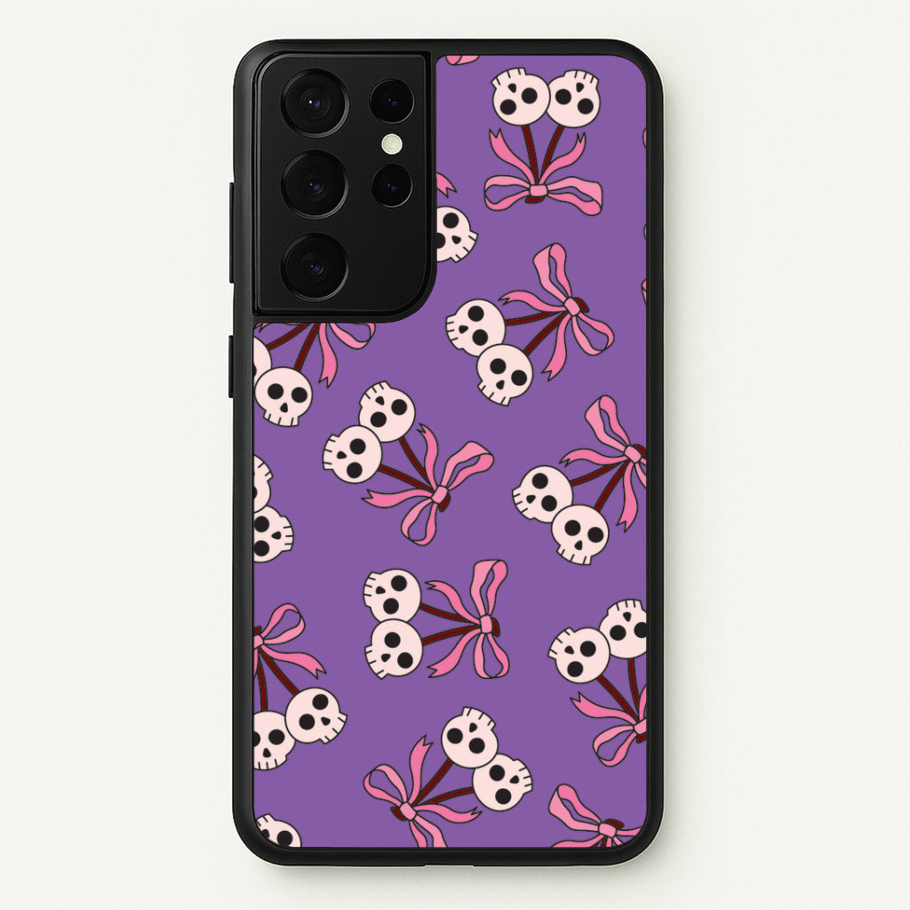 Cherry Skulls Pattern Galaxy S21 Ultra Case