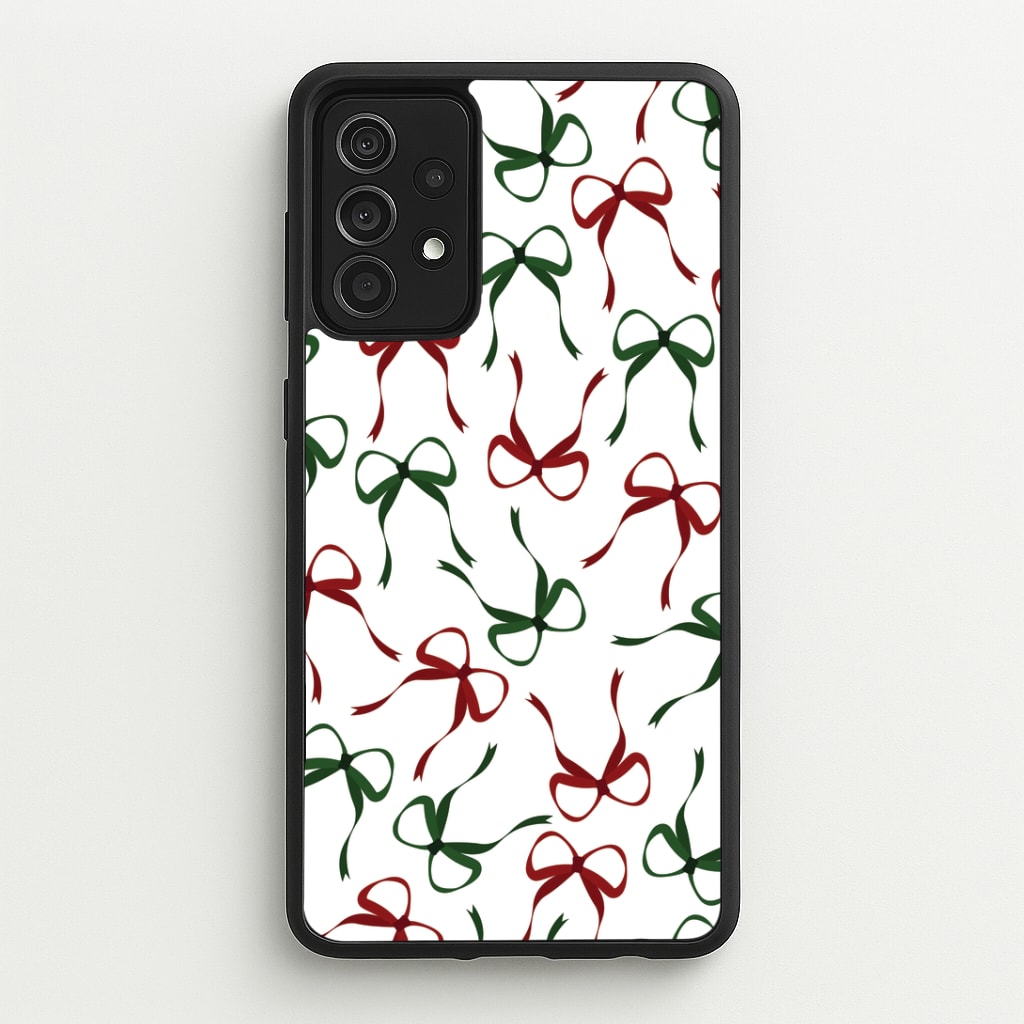 Red And Green Coquette Christmas Bows Pattern Galaxy A52 / A52s Case