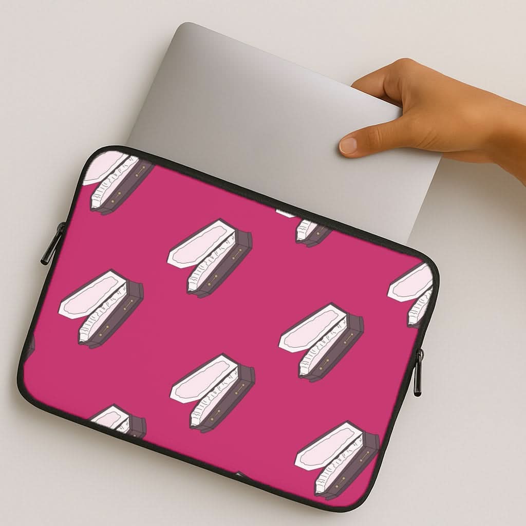 Bright Pink Coffin Pattern MacBook Cover