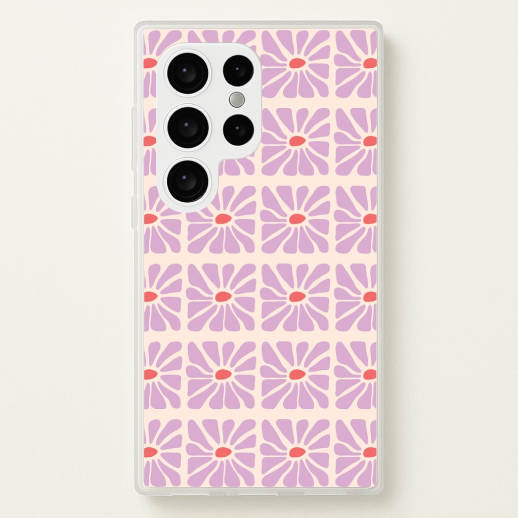 Square Abstract Flowers Mauve Galaxy S24 Ultra Case