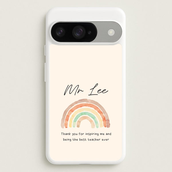 Biege Personalised Teacher Rainbow Google Pixel 10 / 10 Pro Case