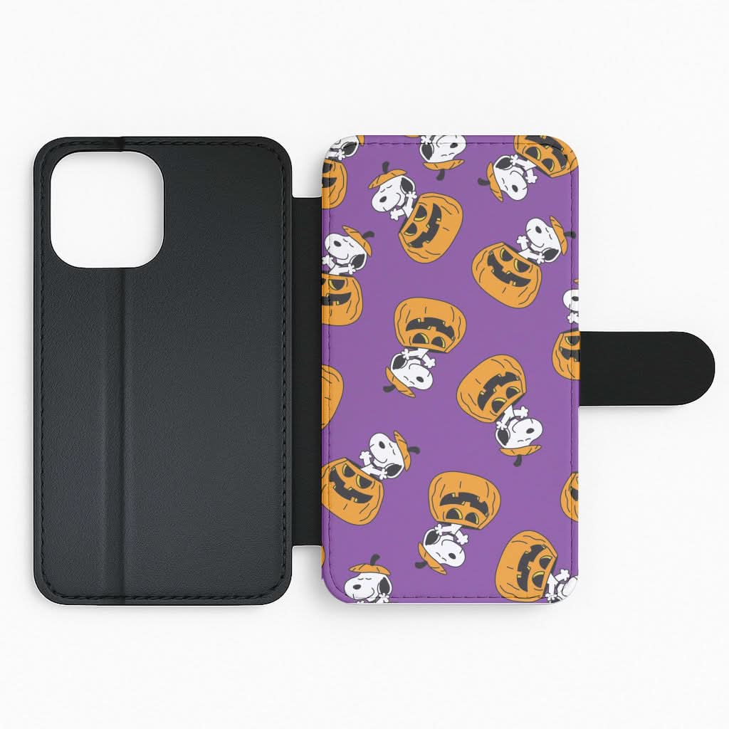 Cartoon Beagle Pumpkin Pattern Flip Phone Case