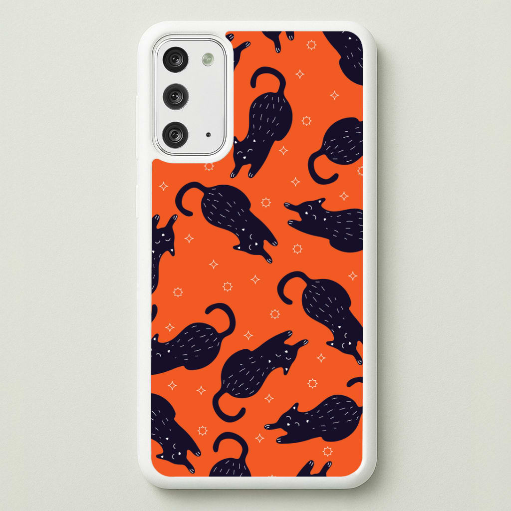 Black Cats And Stars Pattern Galaxy Note 20 Case
