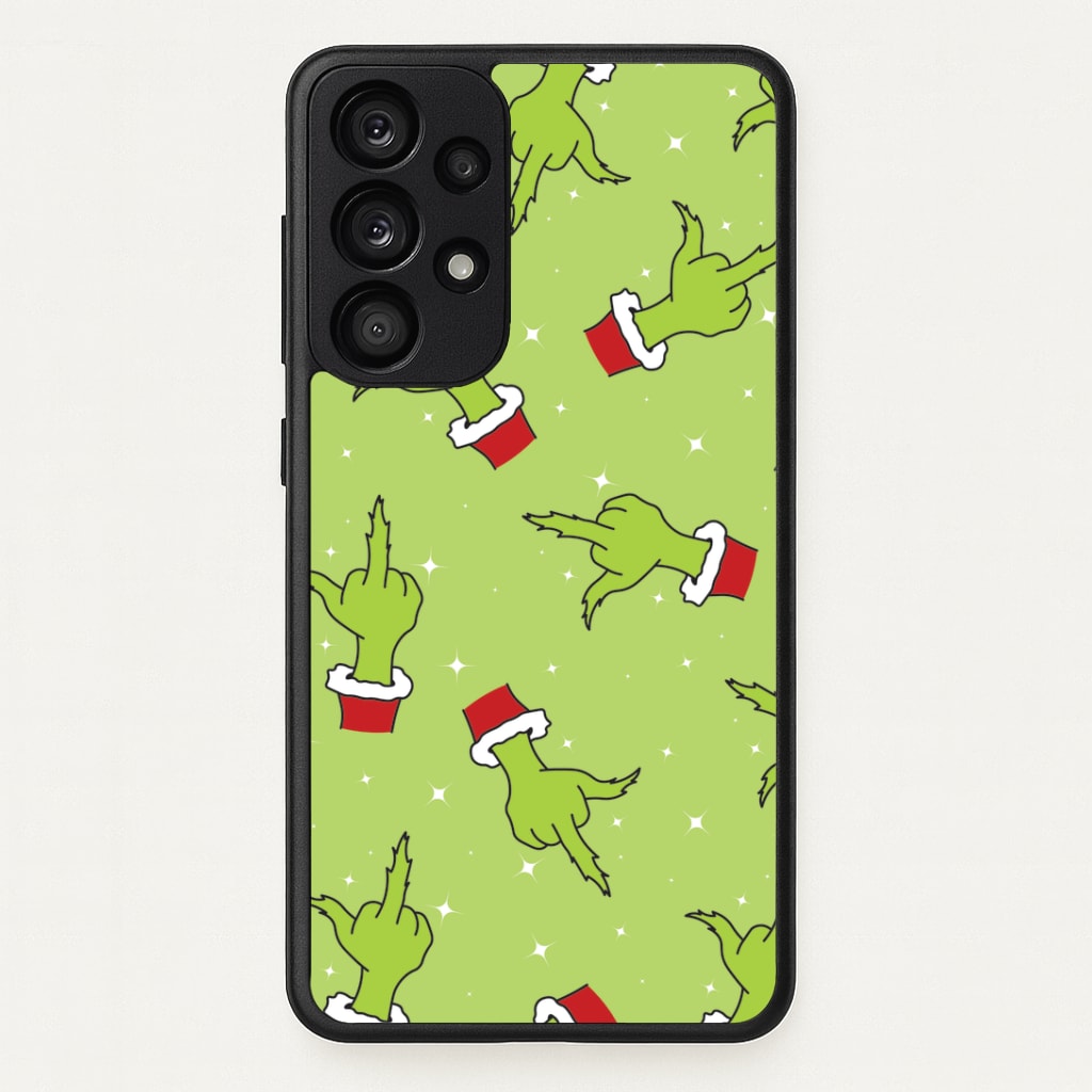 Green Middle Finger Christmas Pattern Galaxy A53 Case