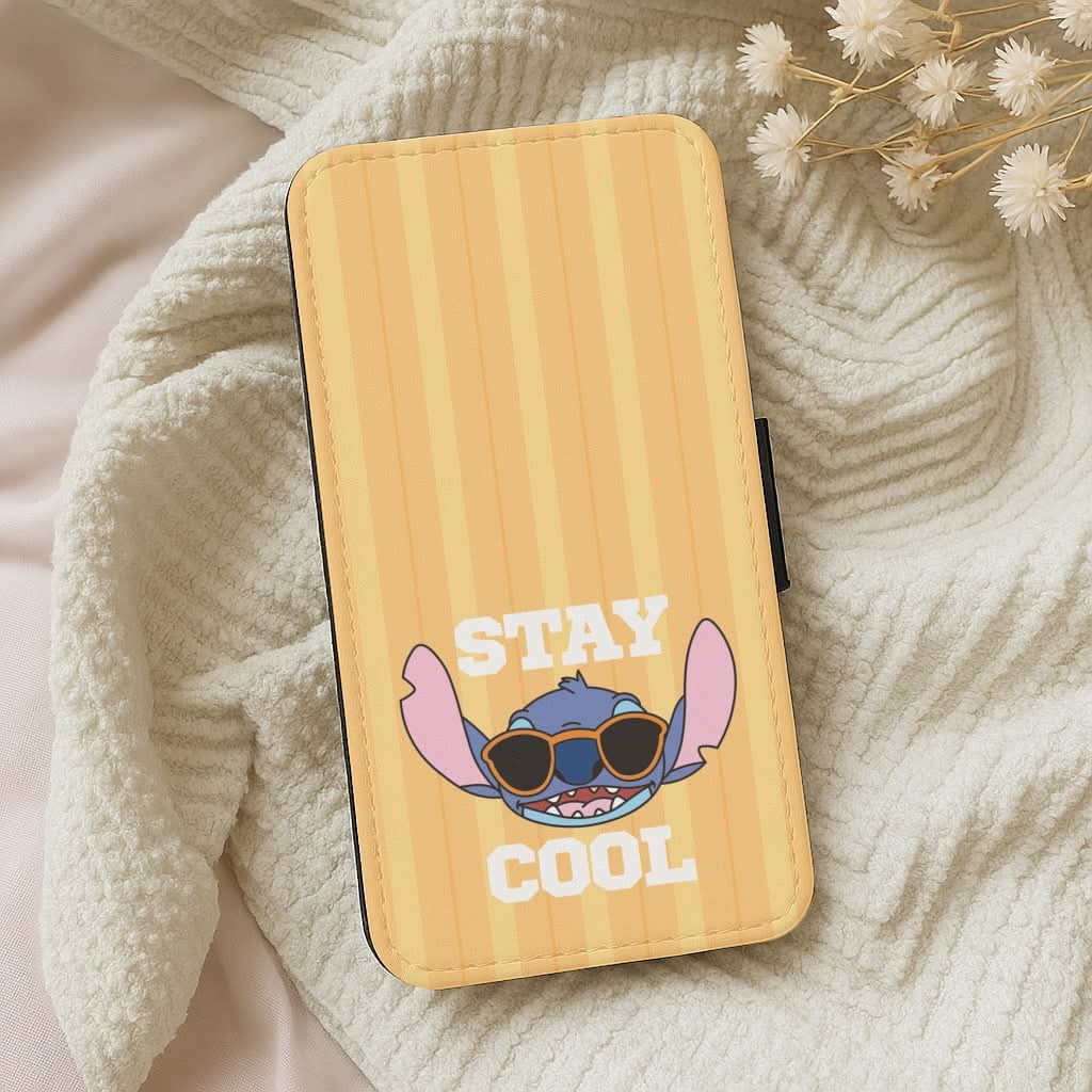 Stay Cool Blue Alien Leather Phone Case
