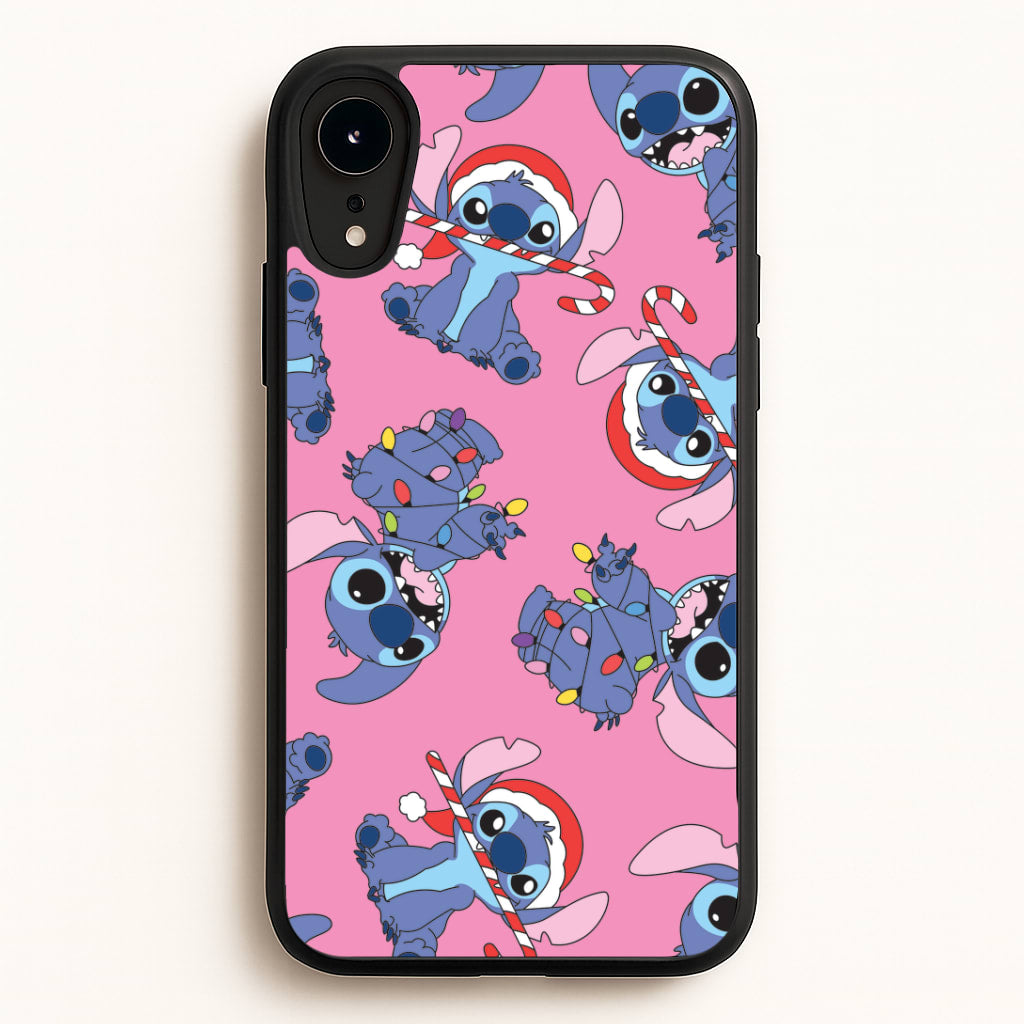 Christmas Cute Blue Alien Pattern iPhone XR Case
