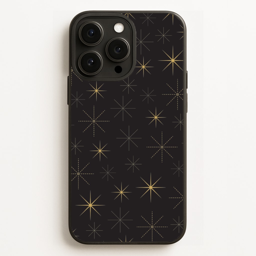 Christmas Gold Stars Pattern iPhone 16 Pro Max Case