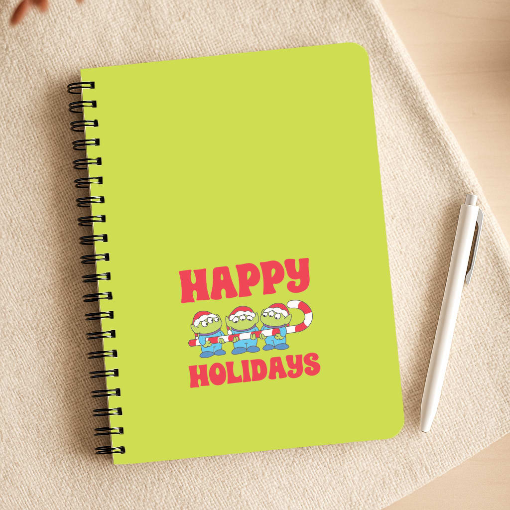 Happy Holidays Cute Green Aliens Notepad