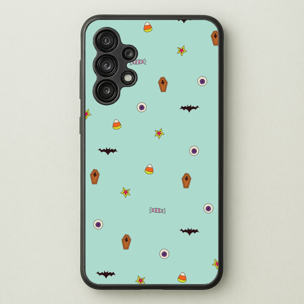 Minature Halloween Cartoons Pattern Galaxy A13 Case