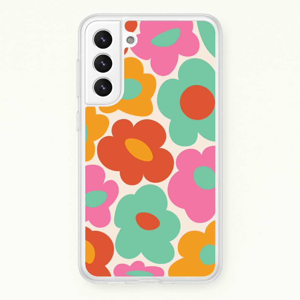 Abstract Trippy Retro Flowers Galaxy S21FE Case