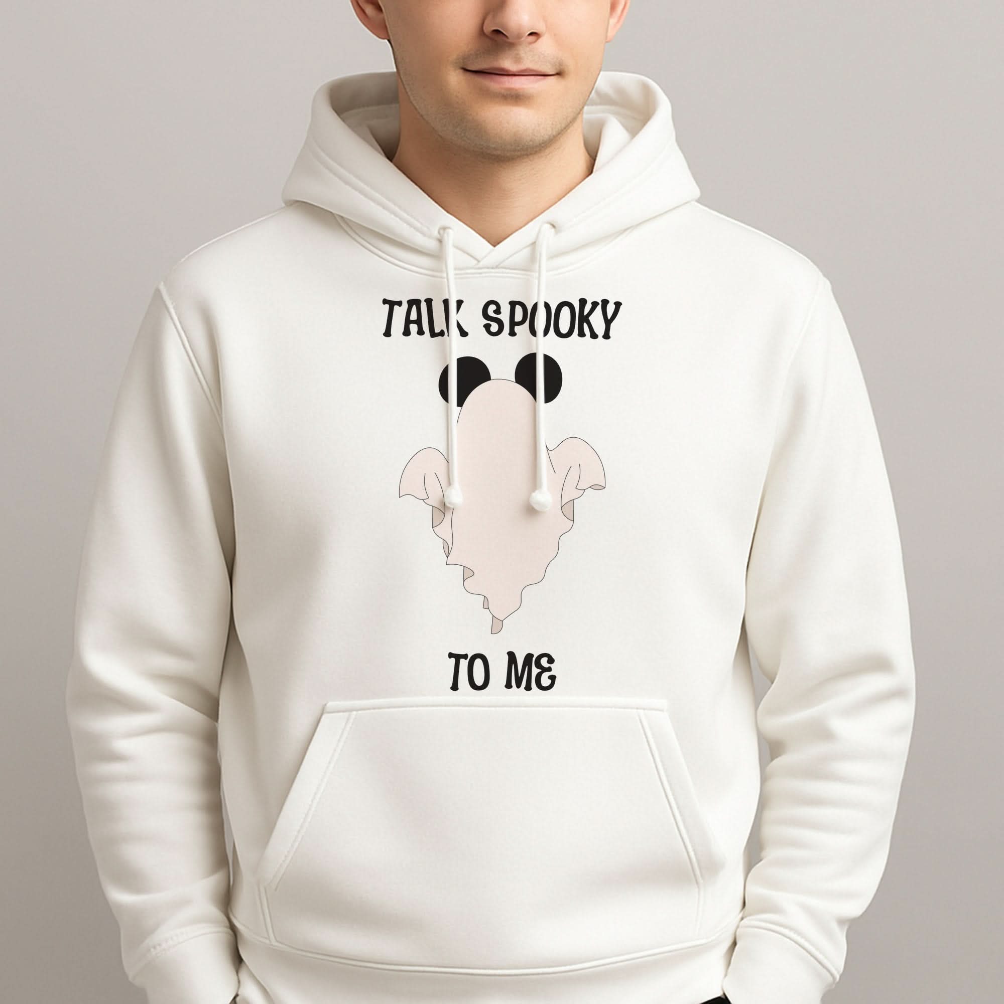 Talk Spooky To Me Mouse Ghost Mens Hoodie