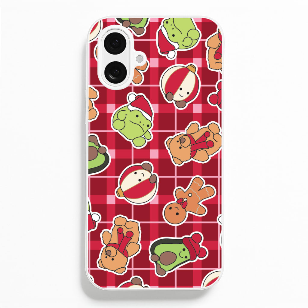 Christmas Plushies Tartan Pattern iPhone 16 Plus Case