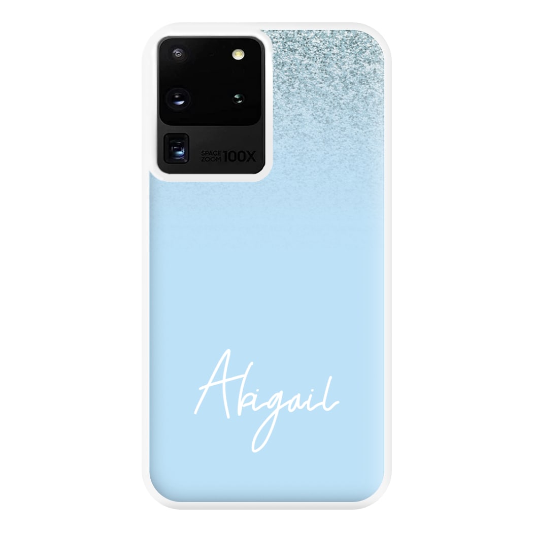 Blue Glitter Personalised Name Galaxy S20 Ultra Case