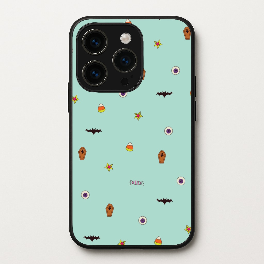 Minature Halloween Cartoons Pattern iPhone 14 Pro Max Case
