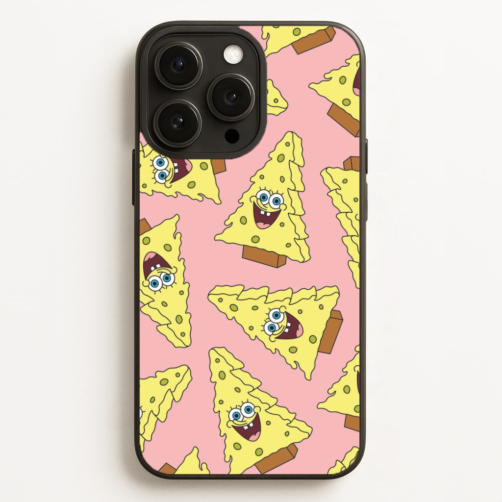 Christmas Tree Cartoon Sponge Pattern iPhone 16 Pro Case