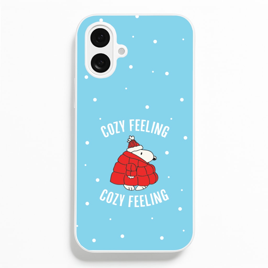 Cozy Feeling Cartoon Beagle Puffer Jacket iPhone 16 Plus Case