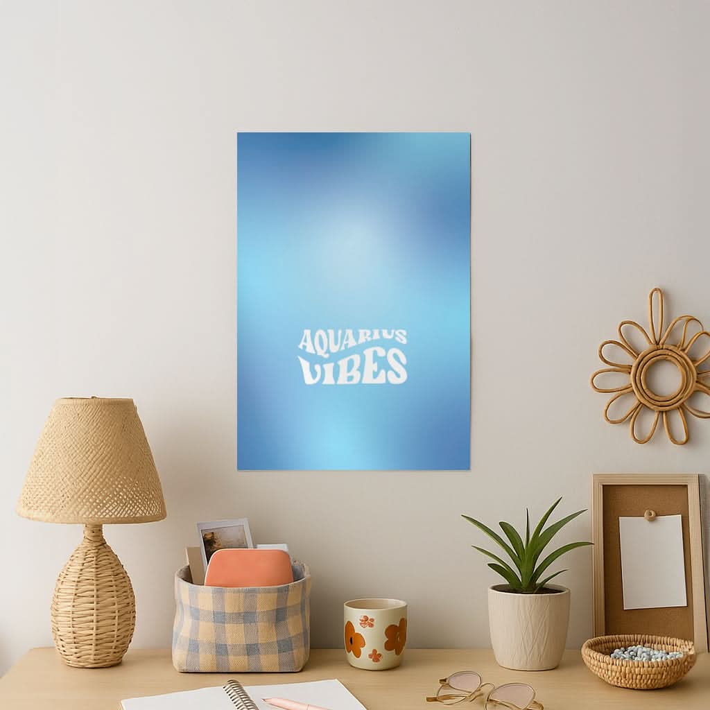 Aquarius Vibes Gradient Zodiac Art Print