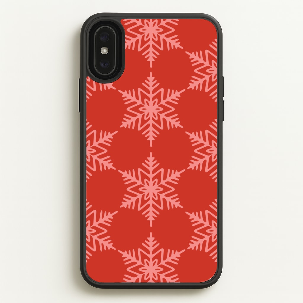 Red Giant Snowflakes Christmas Pattern iPhone XS Max Case