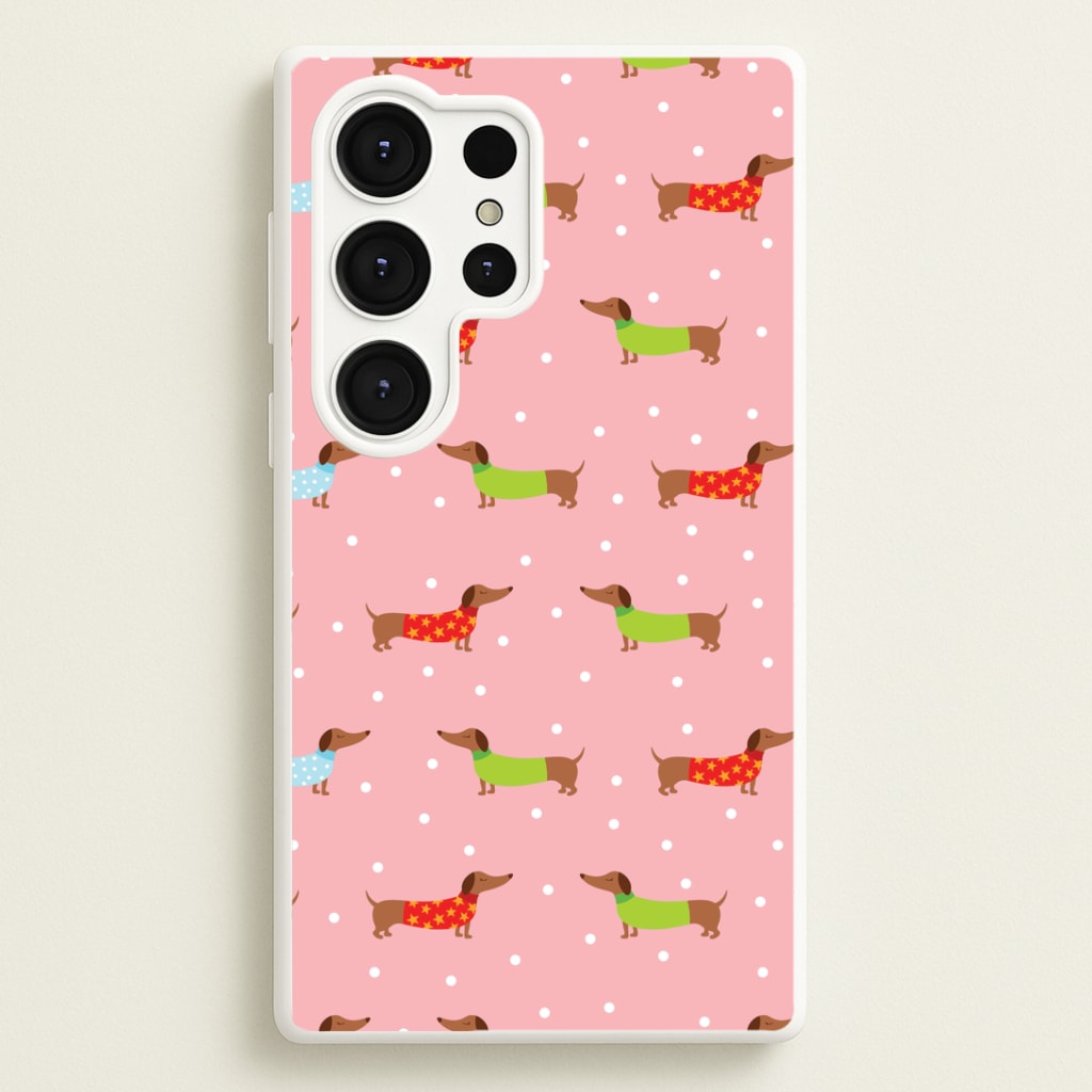 Christmas Jumpers Dachshund Pattern Galaxy S25 Ultra Case