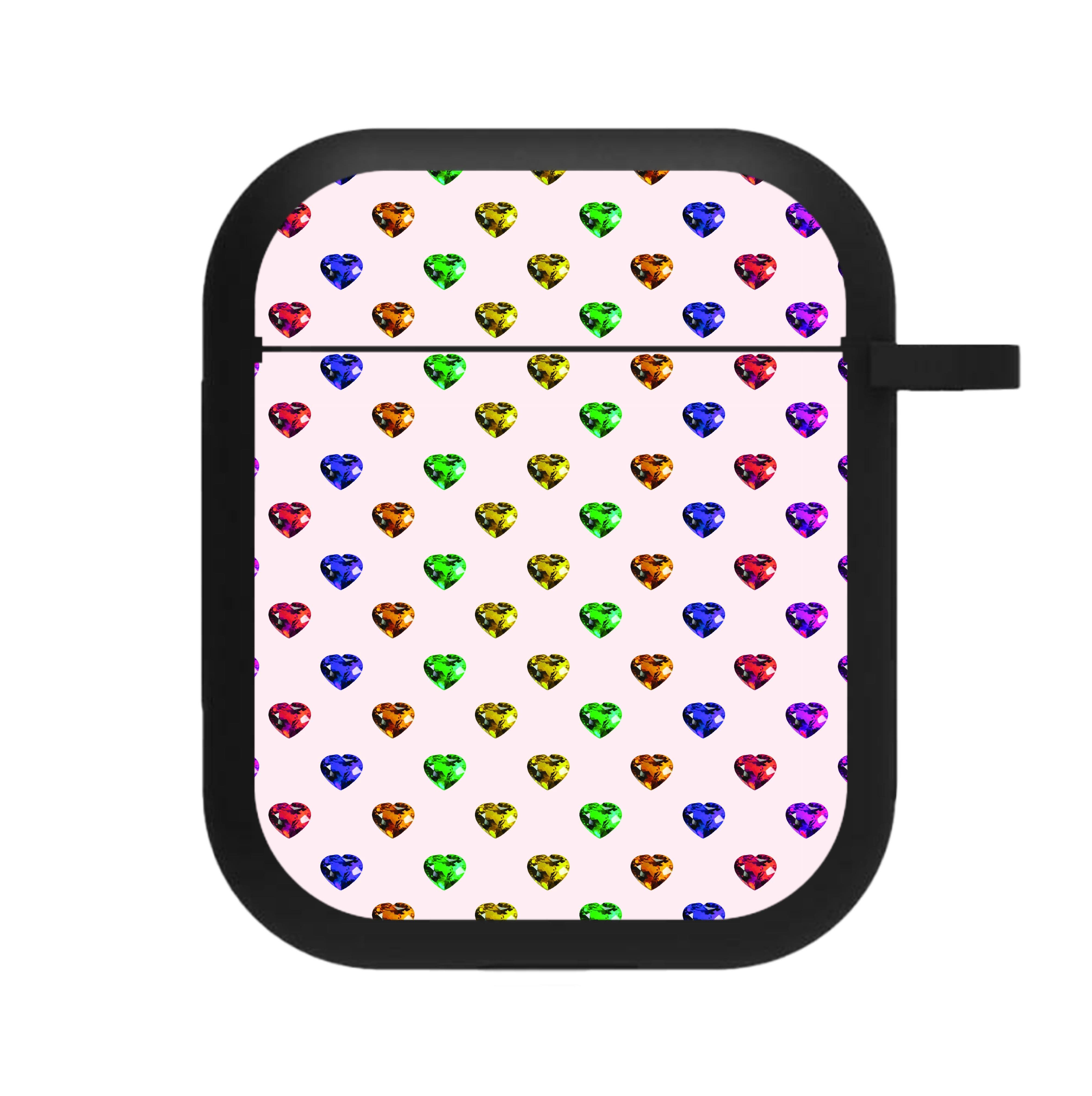Rainbow Gem Hearts Pattern AirPods Case
