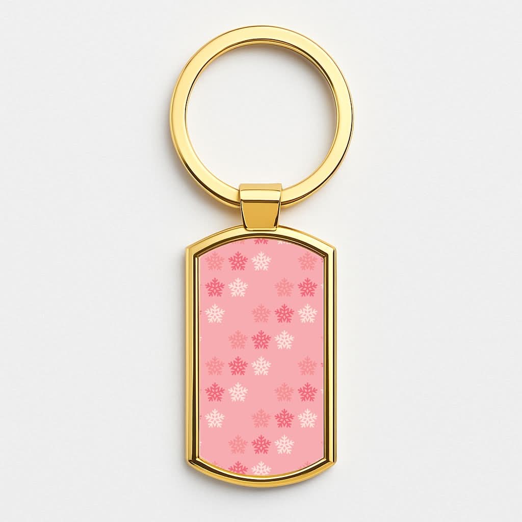 Red Slowflakes Christmas Pattern Gold Keyring