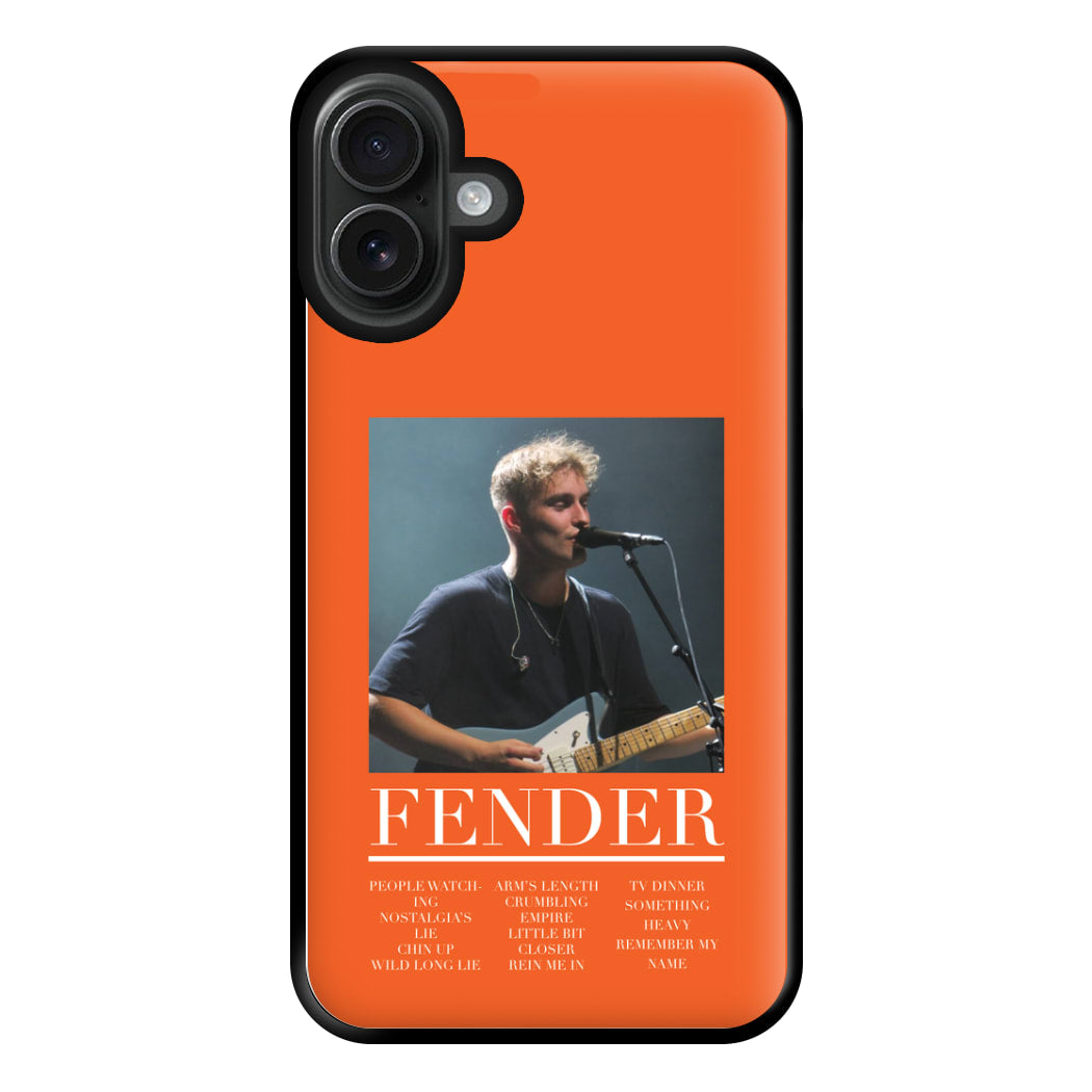 Fender Orange Song List iPhone 16 Plus Case