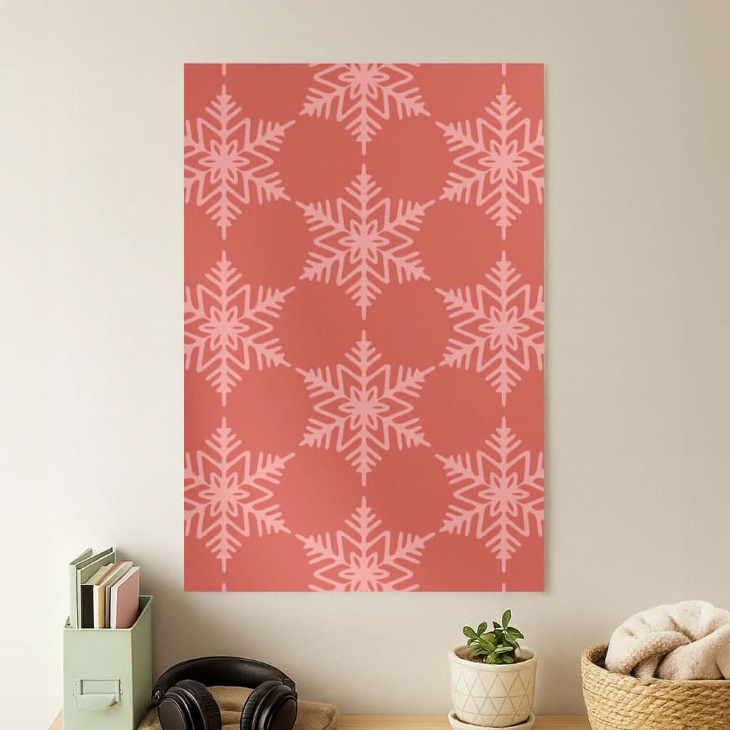 Red Giant Snowflakes Christmas Pattern Poster