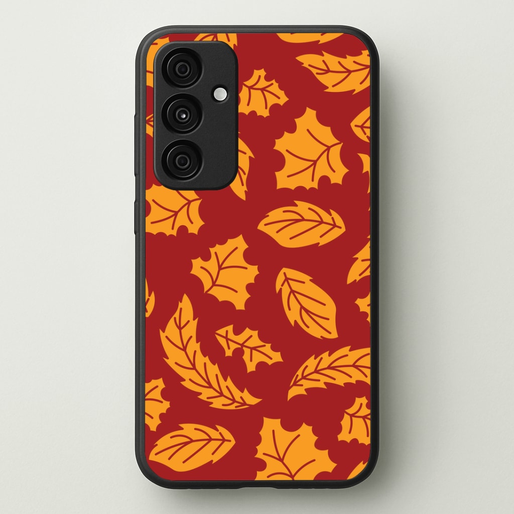 Orange Leaves Pattern Galaxy A55 Case