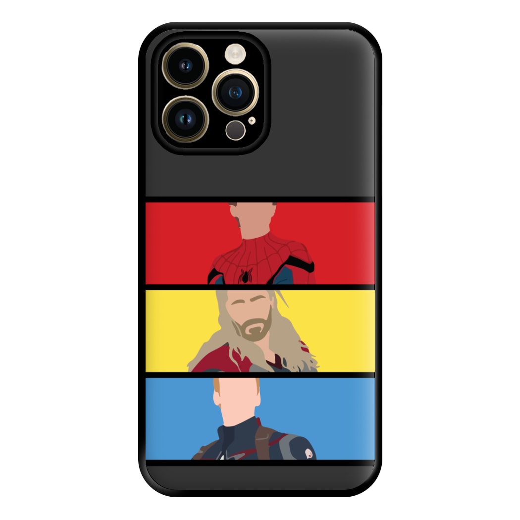 Superhero Team Red, Yellow And Blue iPhone 14 Pro Case