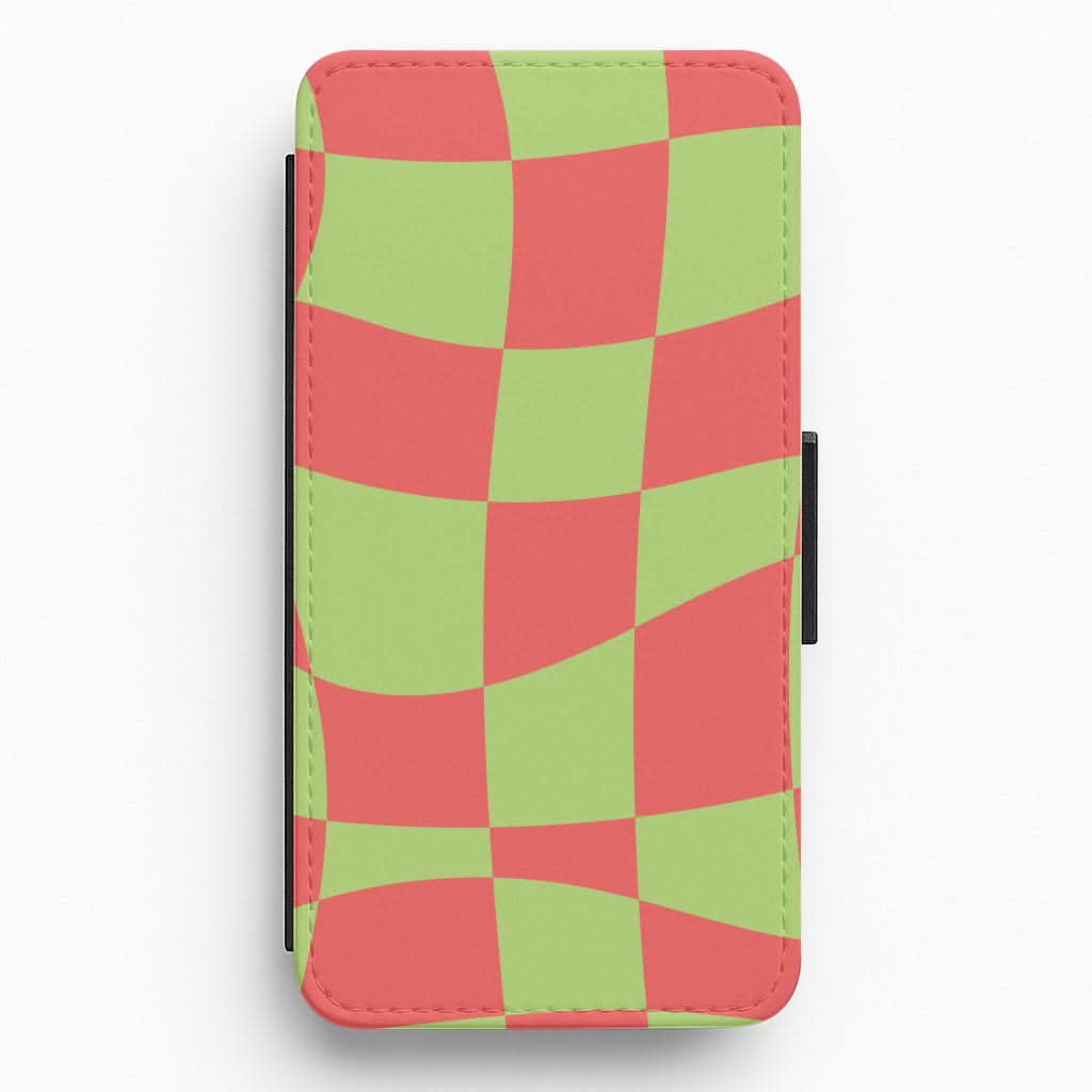 Abstract Red And Green Christmas Pattern Flip / Wallet Phone Case