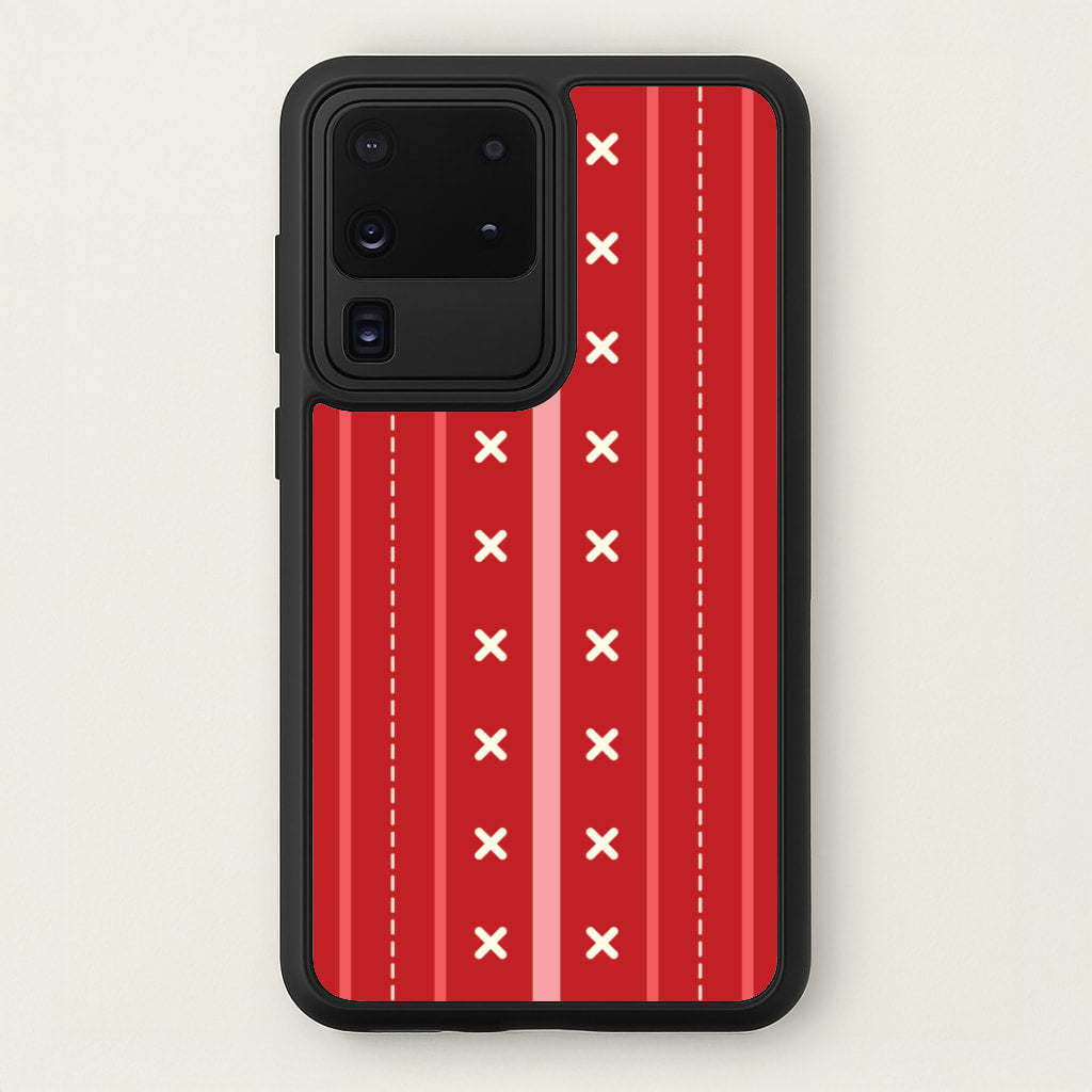 Stripes And Stitches Red Christmas Pattern Galaxy S20 Ultra Case