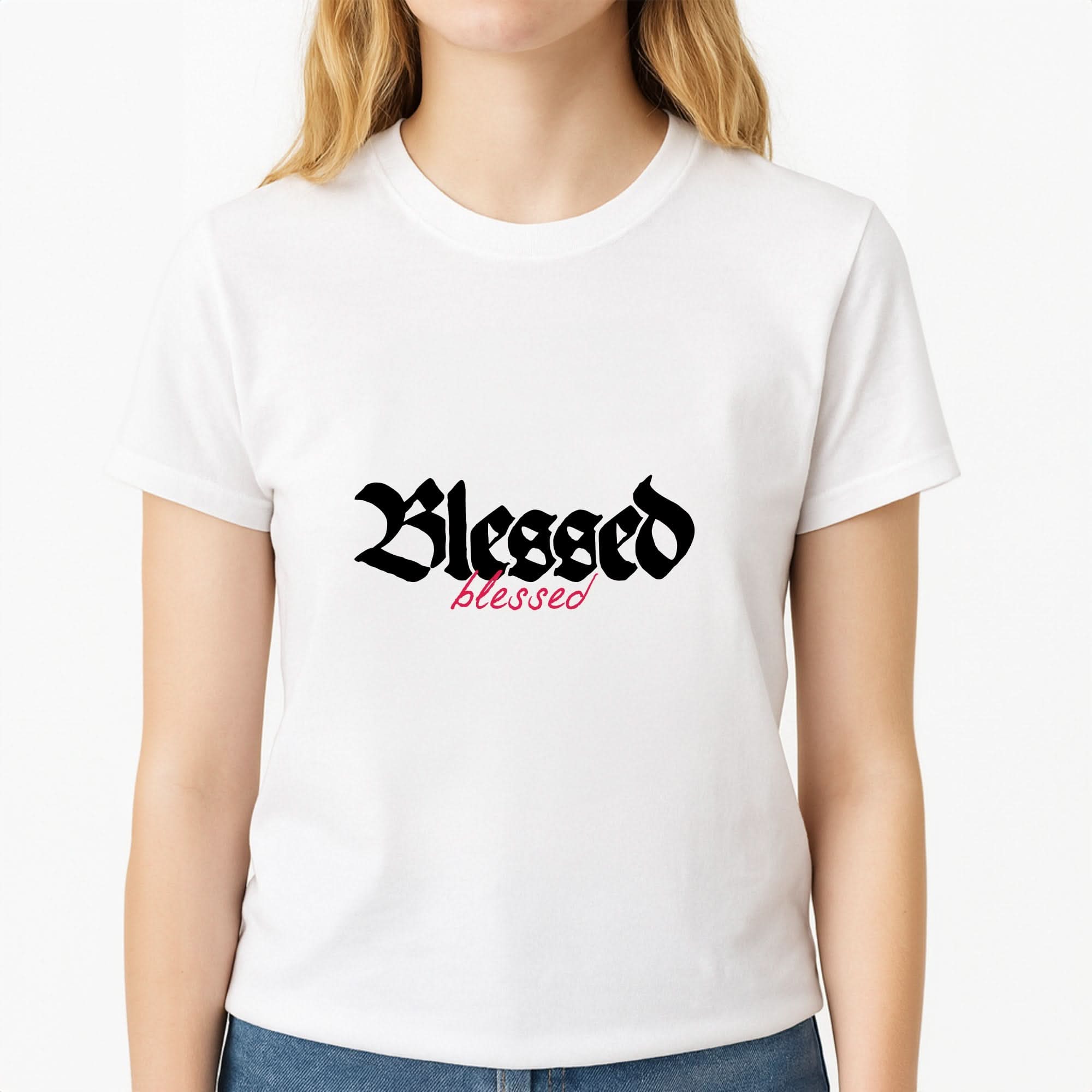 Glitter Blessed Womens T-Shirt