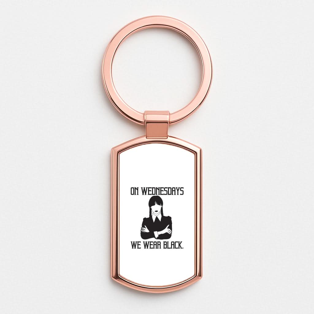 On Wednesdays We Wear Black Rose Gold Keyring