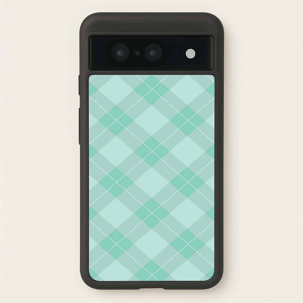 Light Cyan Tartan Christmas Pattern Google Pixel 8 Case