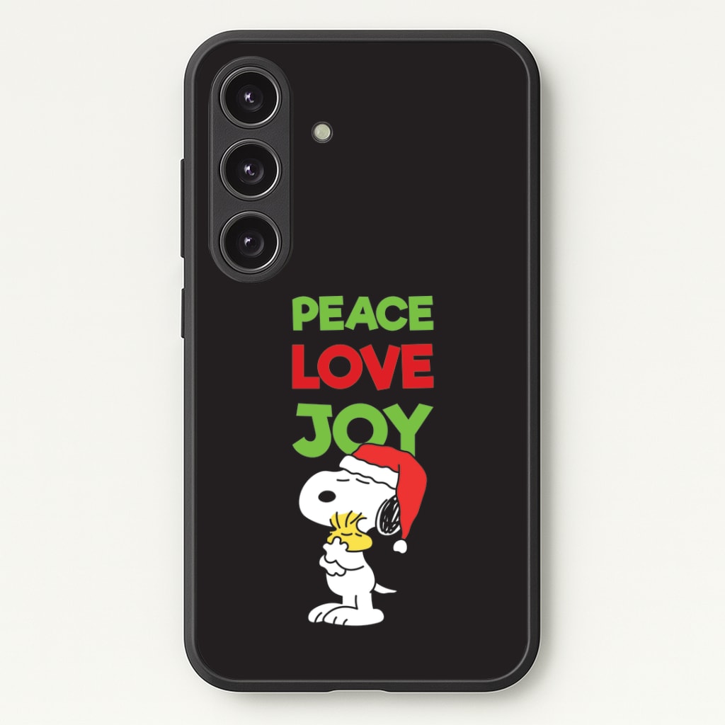 Peace, Love, Joy Christmas Cartoon Beagle Galaxy S25 Plus Case