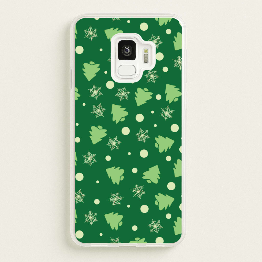 Cartoon Christmas Trees And Snowflakes Pattern Galaxy S9 Case
