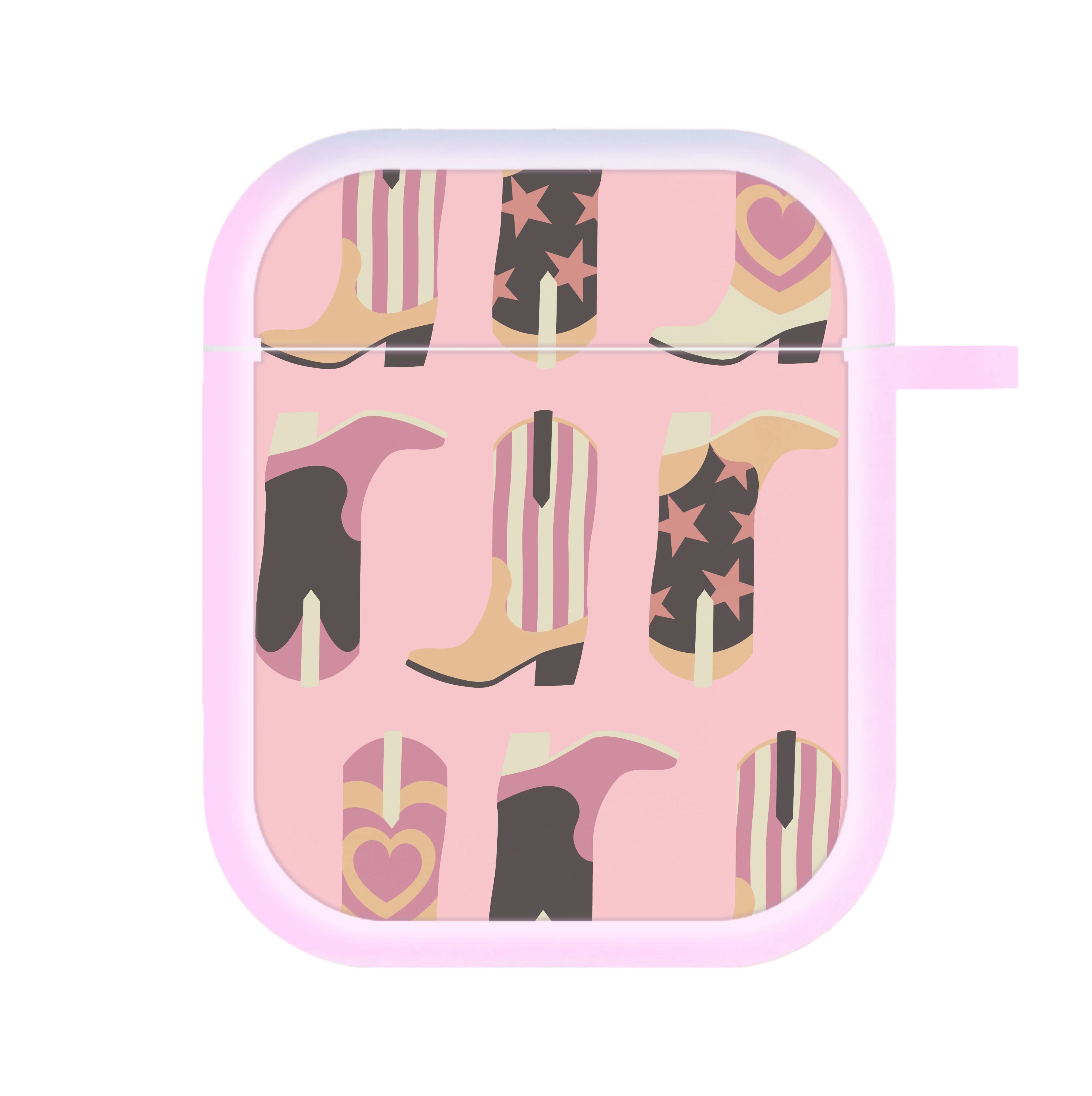 Dusty Pink Cowboy Boots Pattern AirPods Case