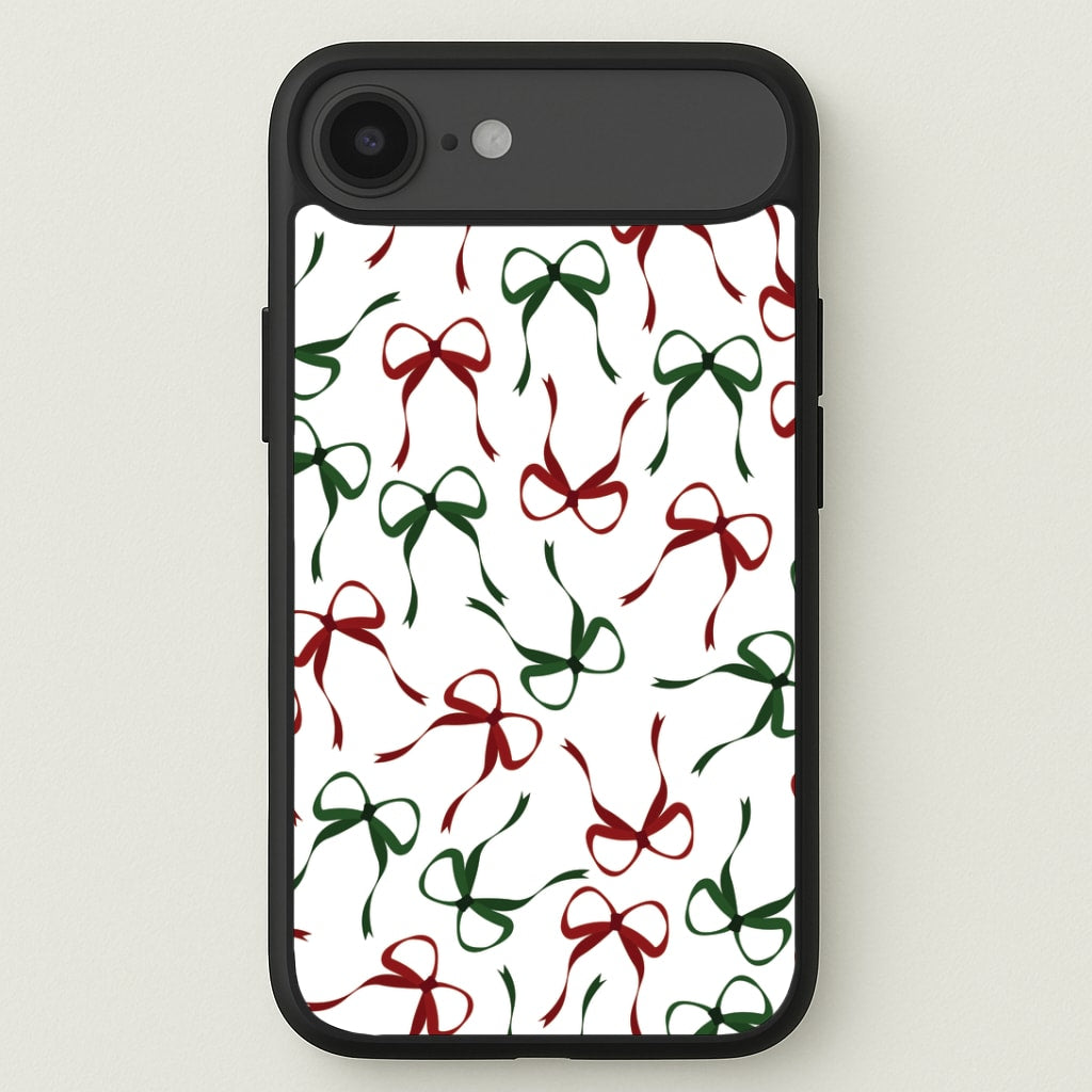 Red And Green Coquette Christmas Bows Pattern iPhone 17 Air Case