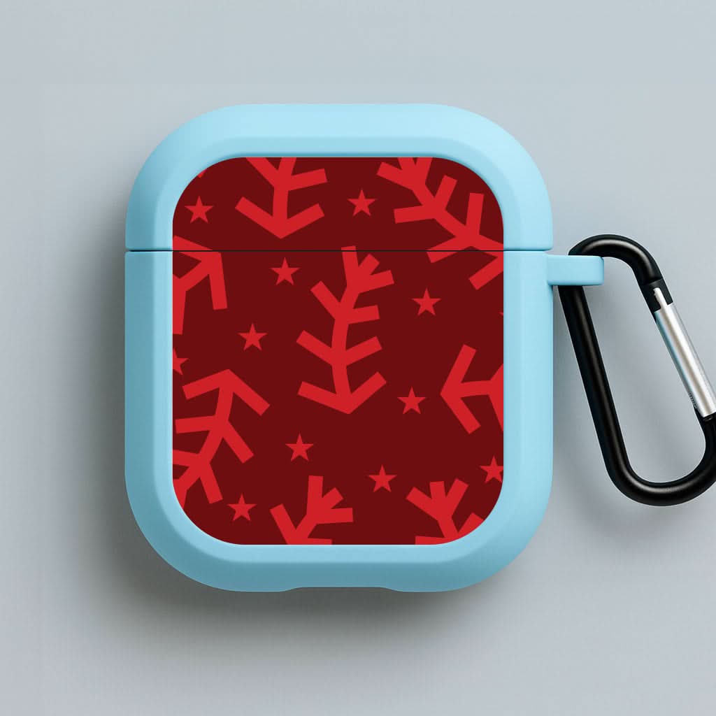 Abstract Ferns And Snowflakes Pattern Blue AirPods Case