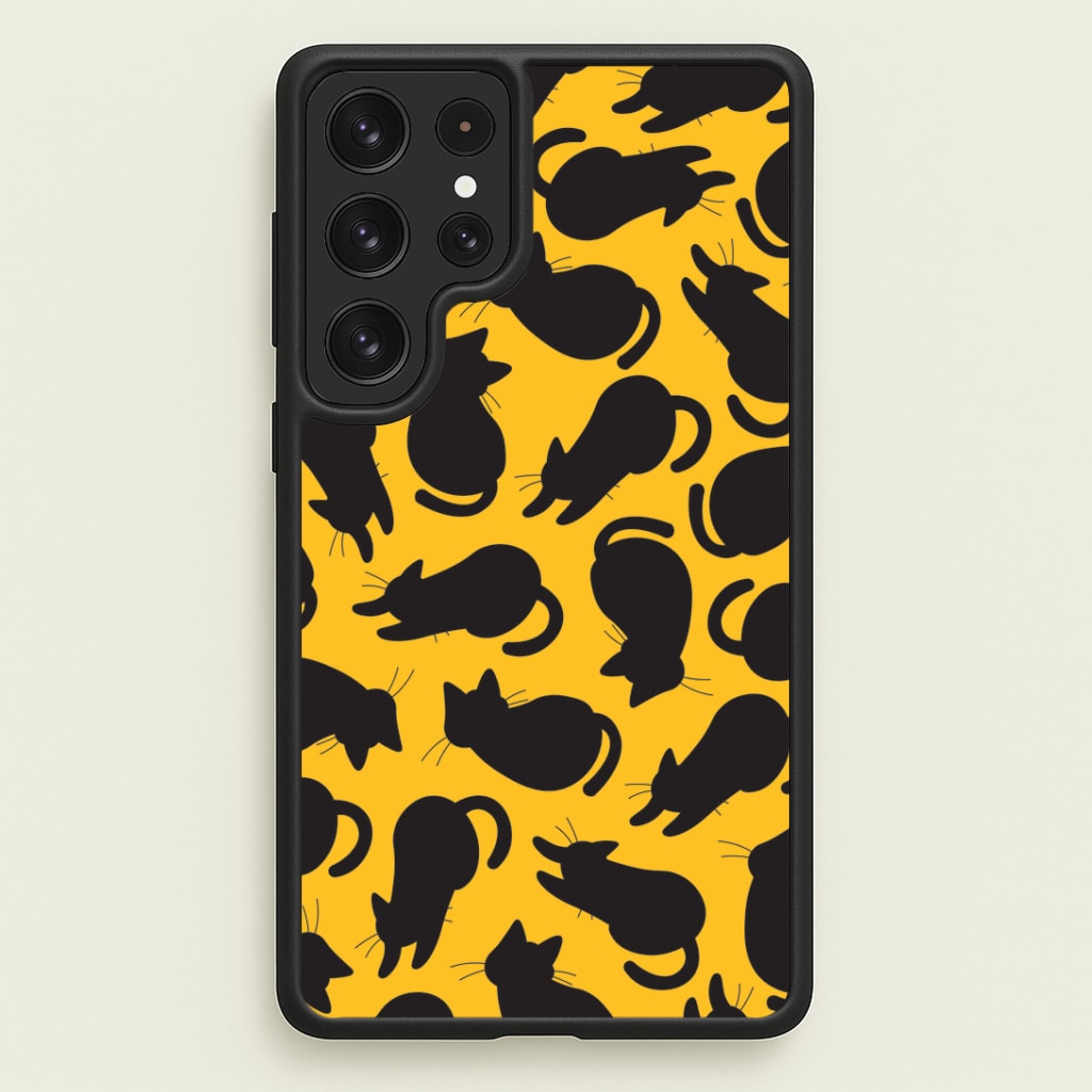 Black Cat Silhouettes Pattern Galaxy S22 Ultra Case