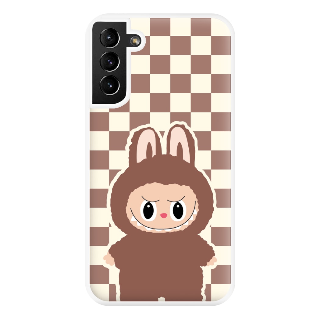 Checkered Cute Brown Monster Galaxy S21 Plus Case
