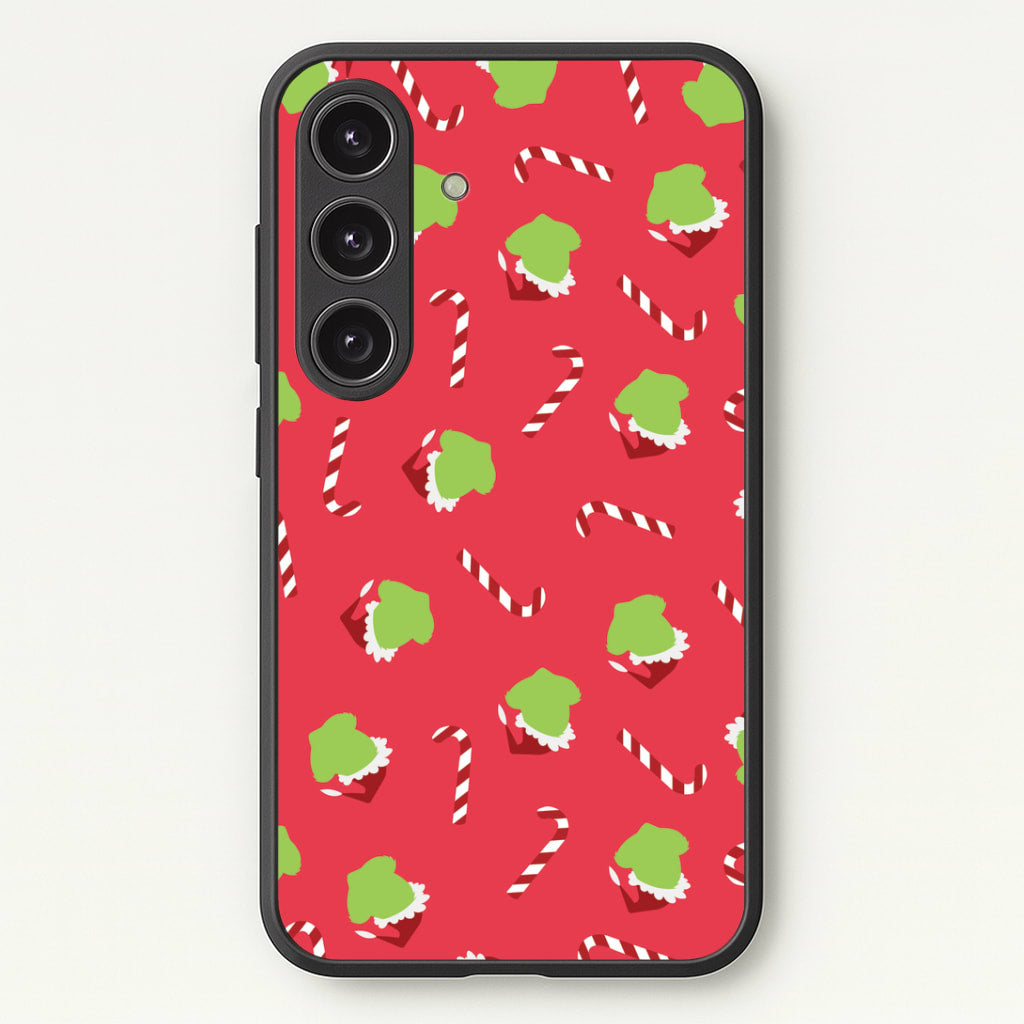 Green Creature And Candy Canes Pattern Galaxy S25 Case