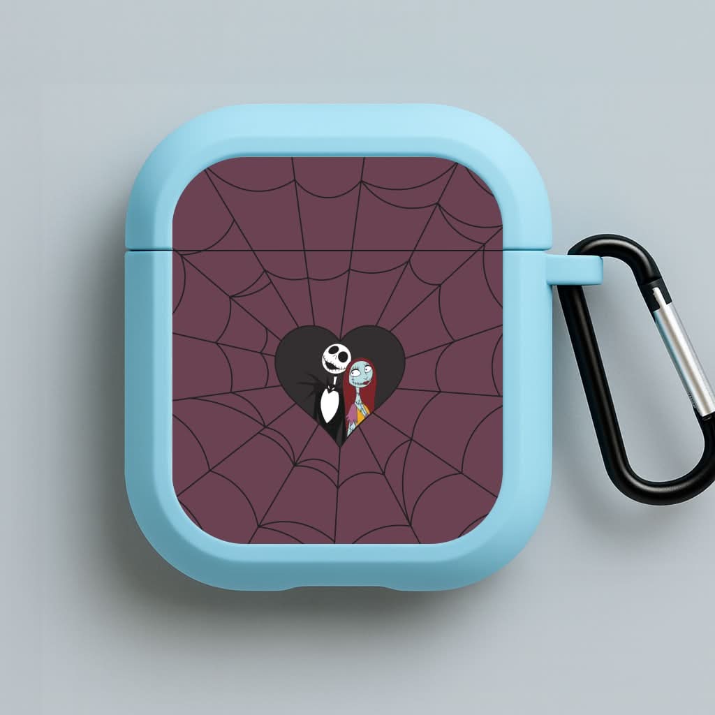 J And S Cobweb Heart Blue AirPods Case