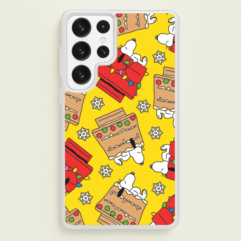 Cartoon Beagle Fairylights And Gingerbead Pattern Galaxy S22 Ultra Case