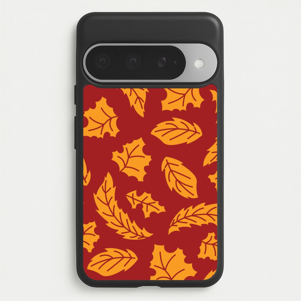 Orange Leaves Pattern Google Pixel 10 Pro XL Case