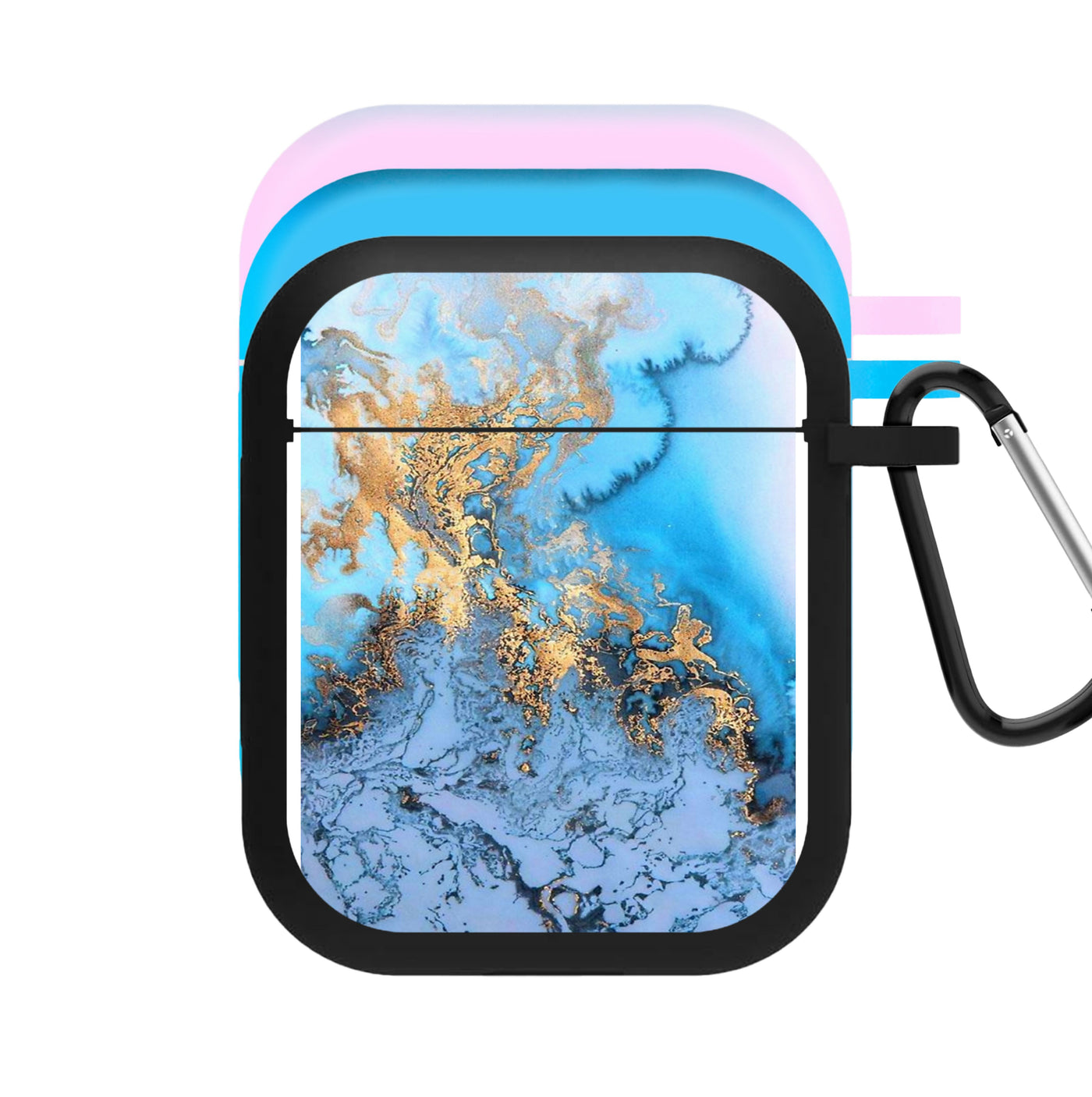Sea Blue and Gold Marble AirPods Case