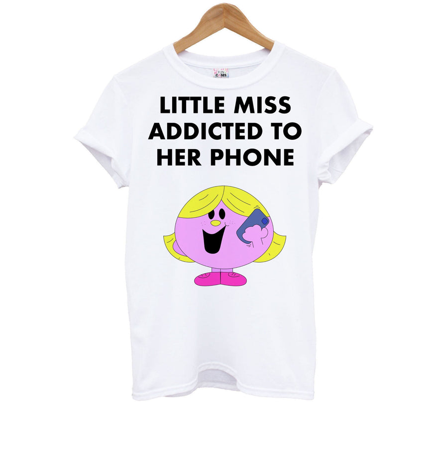 Little Miss Addicted To Her Phone - Aesthetic Quote Kids T-Shirt